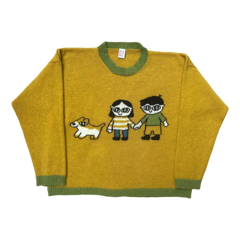 

Европейский и американский модный свитер Ins, вязаный свитер с животным узором, милый топ с длинными рукавами в стиле ретро y2k