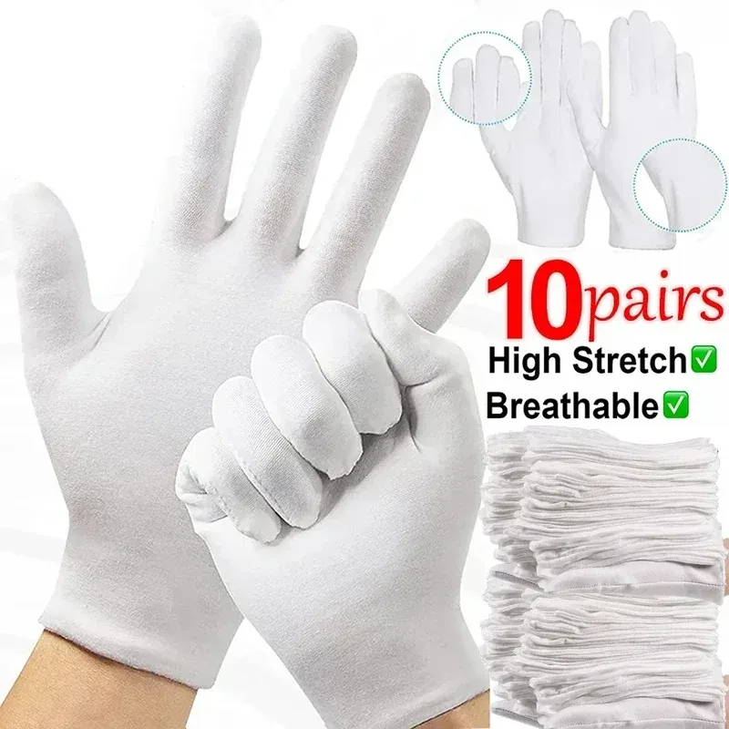 White Pure Cotton Ceremonial Gloves Labor Protection Cotton Thread Wear-resistant and Thick Stationery Gloves for Work Operation