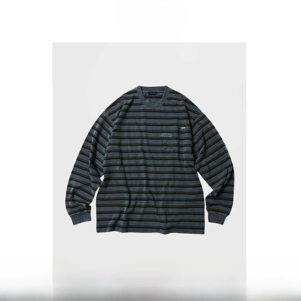 

Новая осенняя плотная мужская футболка с круглым вырезом, свободного кроя, с эффектом восковой окраски, молодежная повседневная футболка свободного кроя