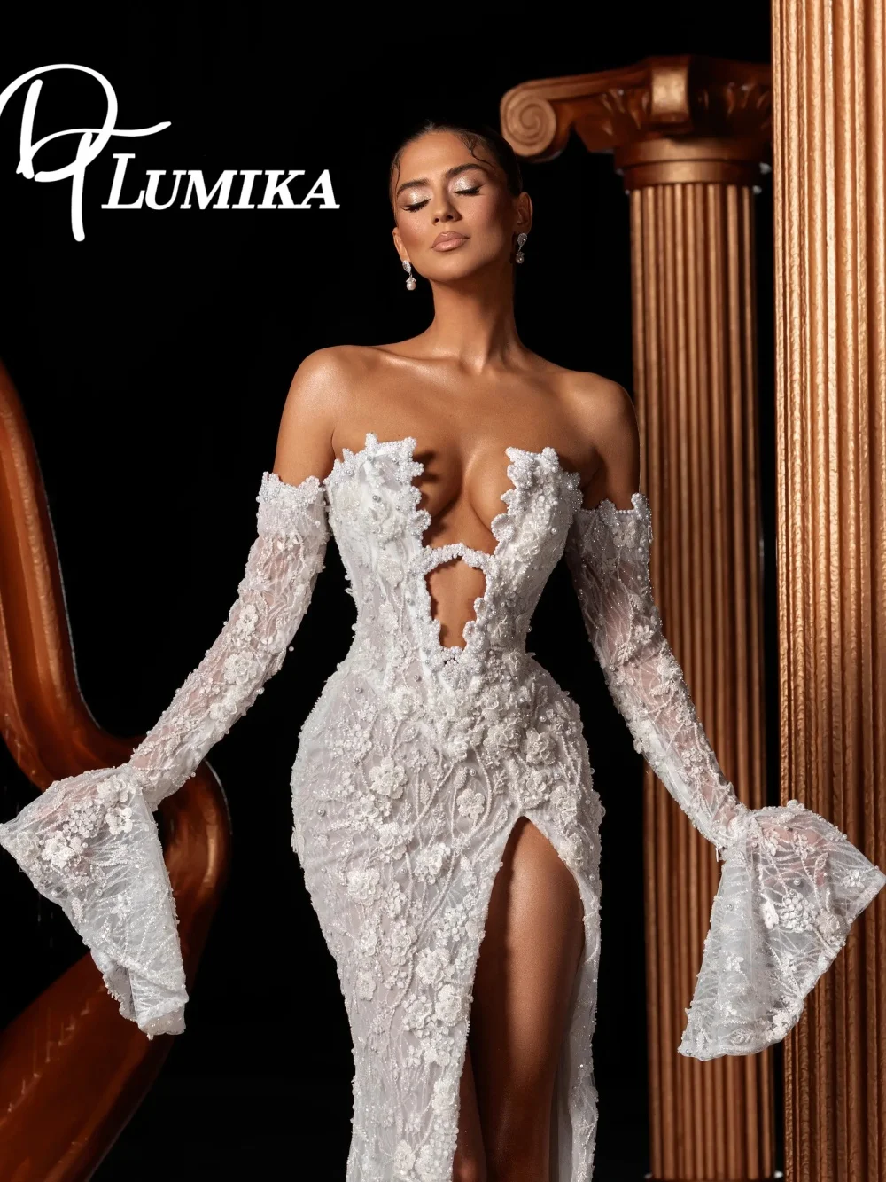 

Sexy Side Slit Wedding Dress 2026 Exquisite Off The Shoulder Bridal Dress Charming Lace Bridal Gown For Wedding Party