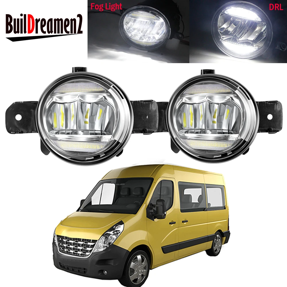 2in1 Function 30W Fog Light Assembly For Renault Master 3/III 2010-2015 Car Left + Right LED DRL Fog Daytime Running Lamp 12V