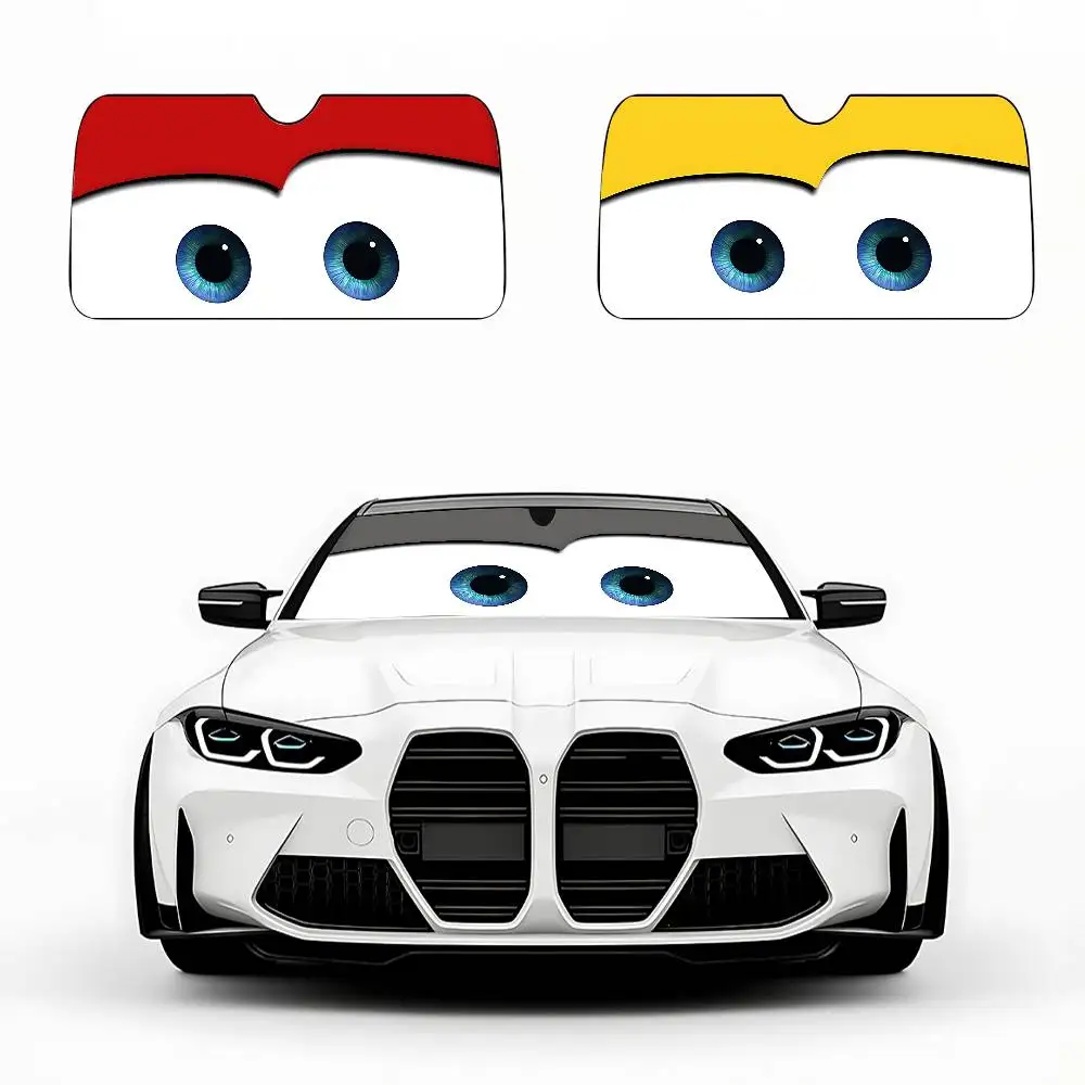L-Lightning M-McQueen عيون سيارة ظلة غطاء الزجاج الأمامي حماية من الأشعة فوق البنفسجية اكسسوارات السيارات قناع للسيارات