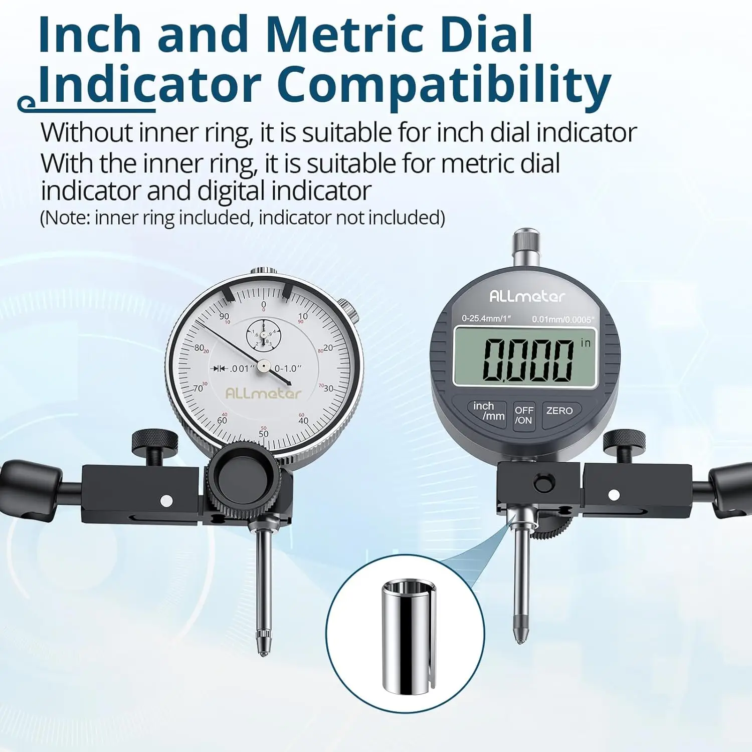Magnetic Base Dial Indicator Holder On/Off Control,176lbs (80kg) Max Pull,3/8 Inch Clamping Hole,Adjustable for Dial Indicators