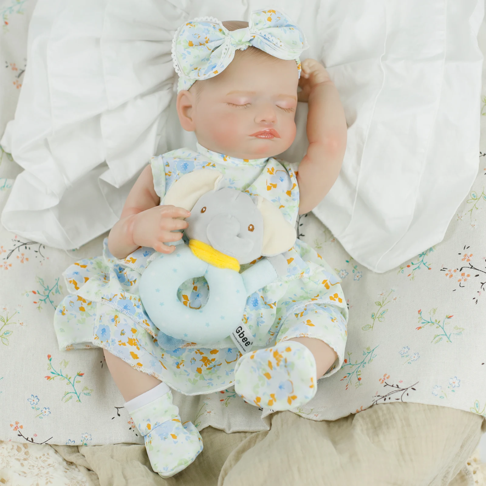 48CM Realistyczna Lalka Reborn Śpiąca Dziewczynka Rosalie Całe Ciało Winyl Silikon Realistyczna Ręcznie Robiona Wstępnie Pomalowana Kolekcjonerska Zabawka