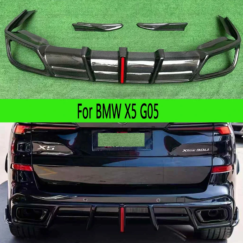 

For BMW X5 G05 2018-2022 Carbon Fiber Rear Bumper Diffuser Spoiler Rear Splitters Spoiler Back lip Diverter Car body kit