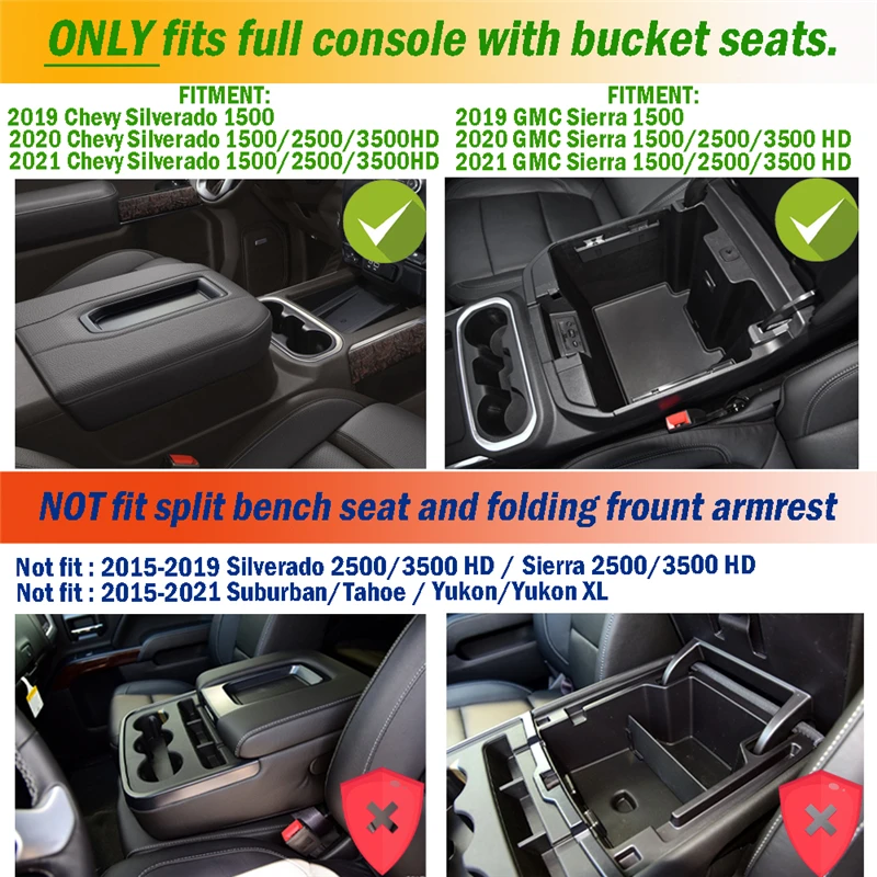 สำหรับ Chevy Silverado และ GMC Seirra 2500/3500 HD 2020 2021 2022 2023คอนโซลออแกไนเซอร์จัดเก็บ Silverado/GMC Sierra 1500