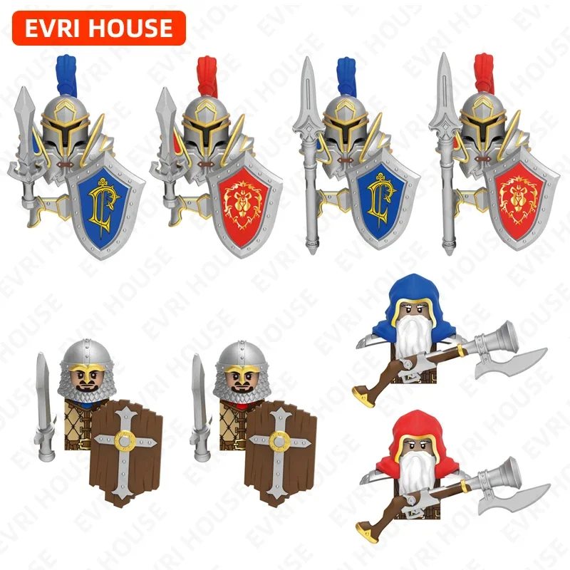 Games Mini Bricks Action Figures Stormwind City Guard Assembly Building Blocks Accessory Toys for Children T001-008