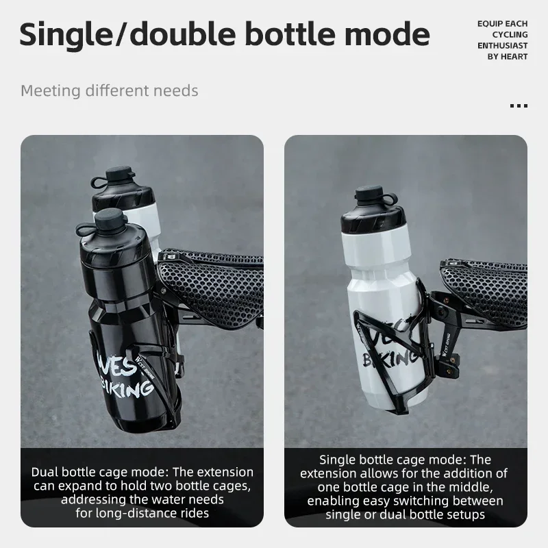WEST BIKING Bicycle Water Bottle Cage Extension Mount for Bicycle Saddle Dual Bottles Rack Holder Adapted Base Bike Accessories