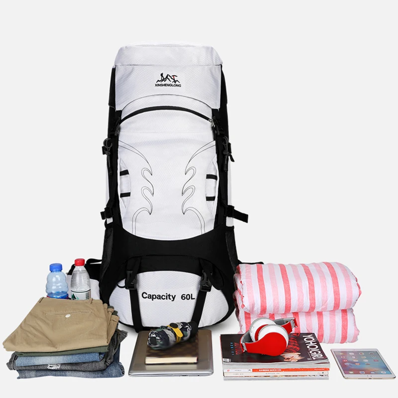 

60L Wear-Resistant Fishing Backpack Large Capacity Outdoor Climbing Bag Water Reistant Mountaineering Hiking Trekking Sport Bags