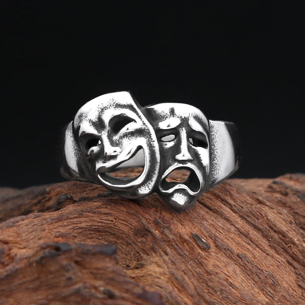 Unique Design Cry And Smile Ring 316L Stainlesss Steel Personality Fashion Simple Couple Rings Punk Jewelry Gifts Dropshipping