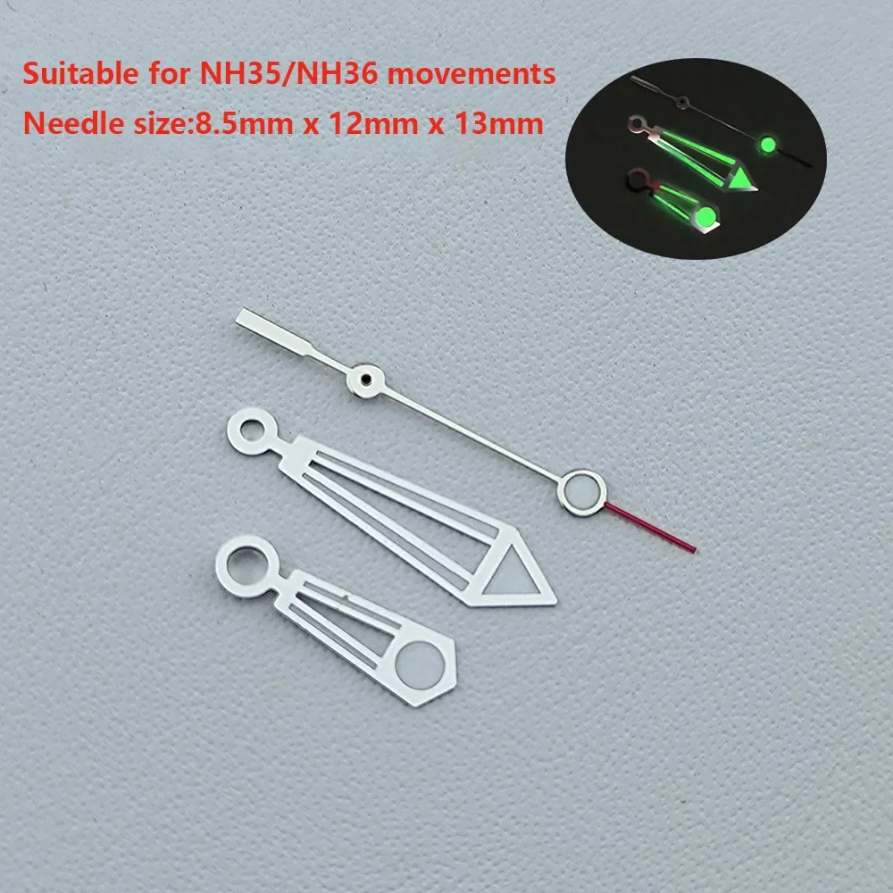 Watch Hands NH35/NH36 Hands Green Luminous Watch Pointers Needles mod Parts for Seamaster 300 Black Hands watch accessories