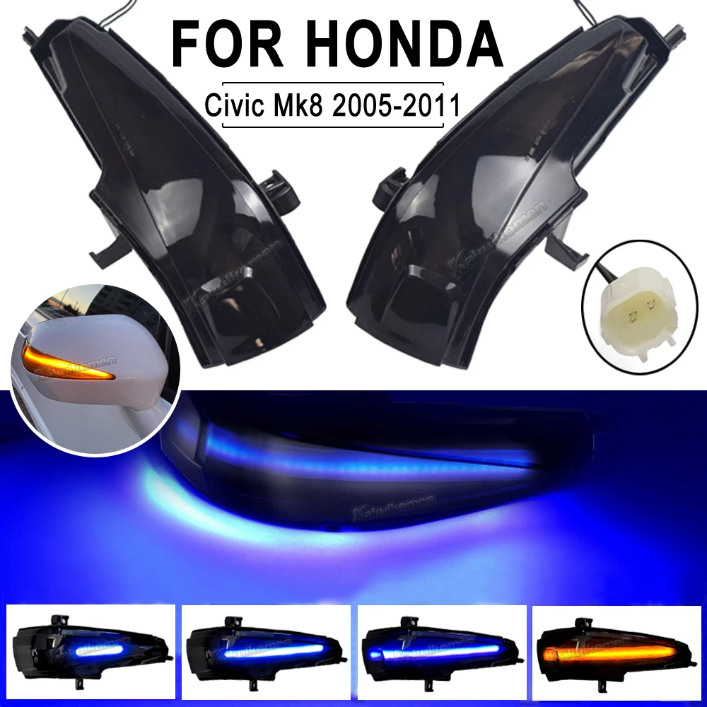 2PCS Dynamic Turn Signal Light LED Blinker Mirror Arrow Lamp Indicator For Honda Civic Mk8 2 4 Doors FD1 FD2 FD3 FD4 FD5 FD6 FD7