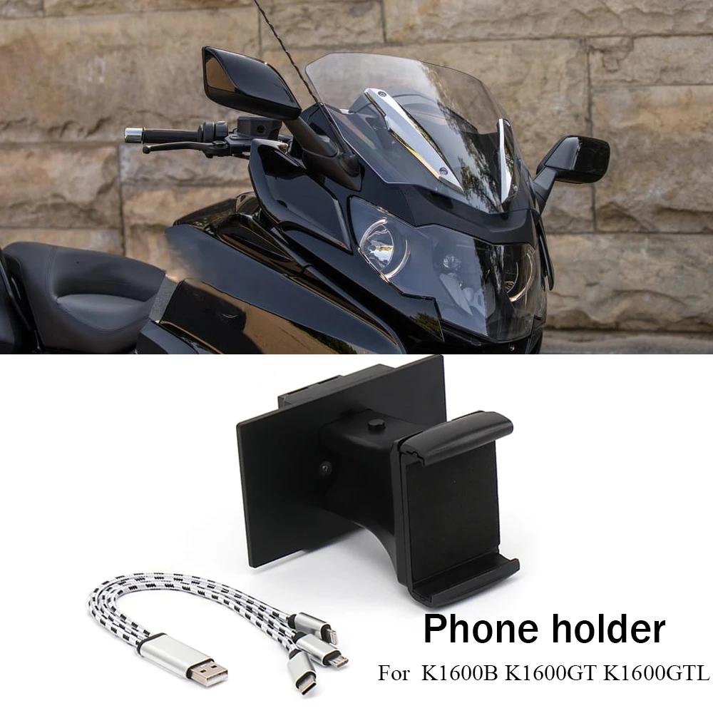 

New Motorcycle Accessories Shock Absorption Mobile Phone Bracket USB Charging Holder For BMW K1600B K1600GT K1600GTL 2011-2020