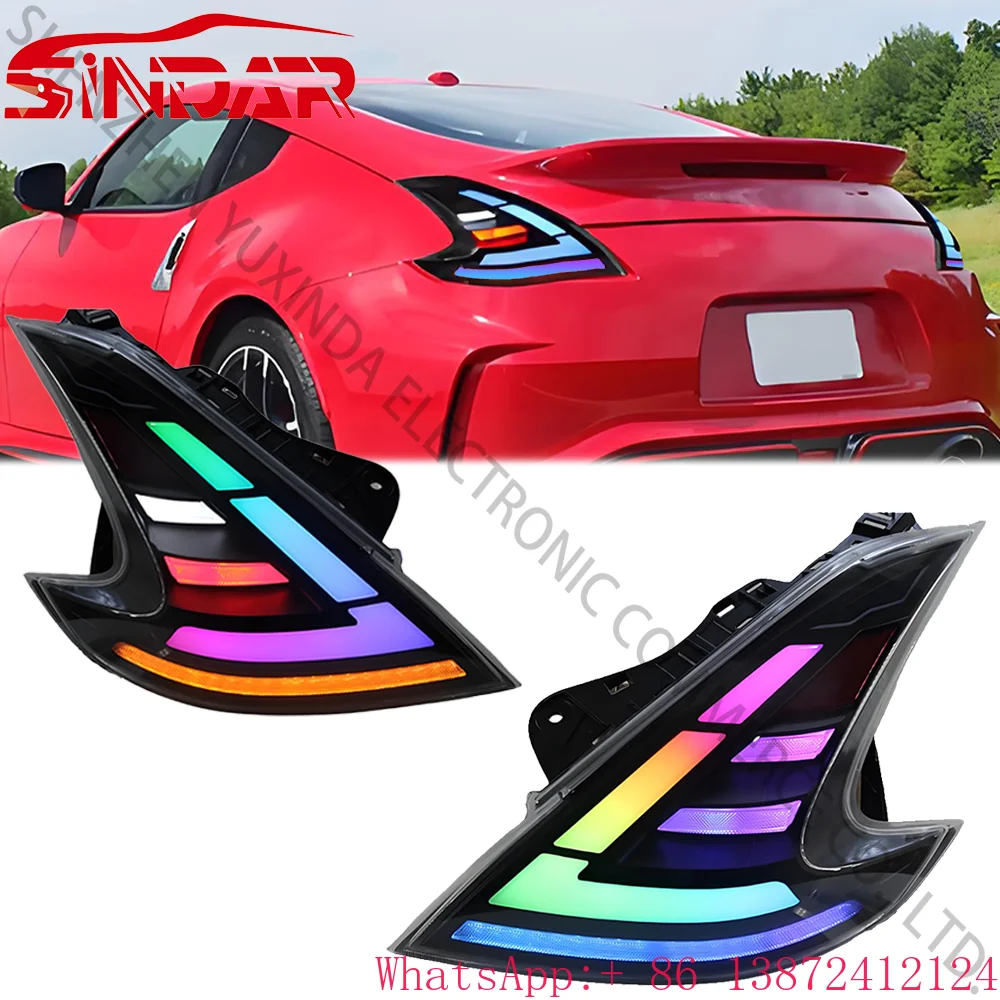 

SINDAR Car RGB Taillights Assembly for Nissan 370z 2008-2019 Upgrade Modified LED Projector Tail Lamp Accessories 2010 2011