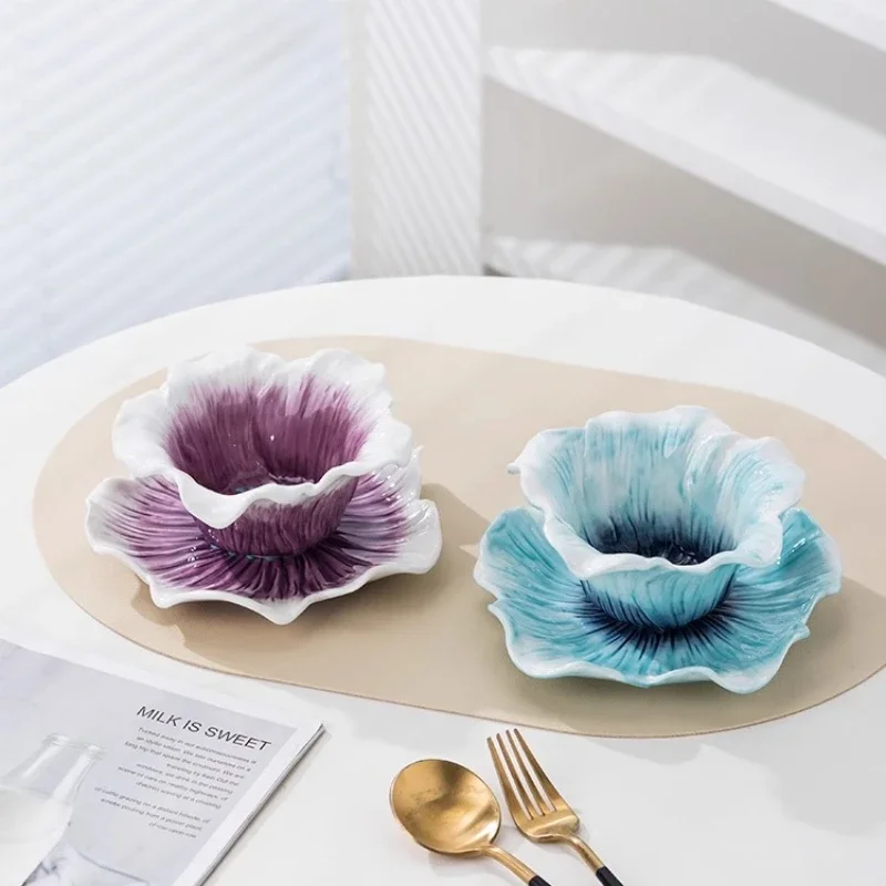 

Набор кружек в форме скандинавского цветка, керамическая чашка, пара послеобеденного чая, кофейная чашка, блюдце, креативная чашка для чая для дома и офиса, посуда для напитков