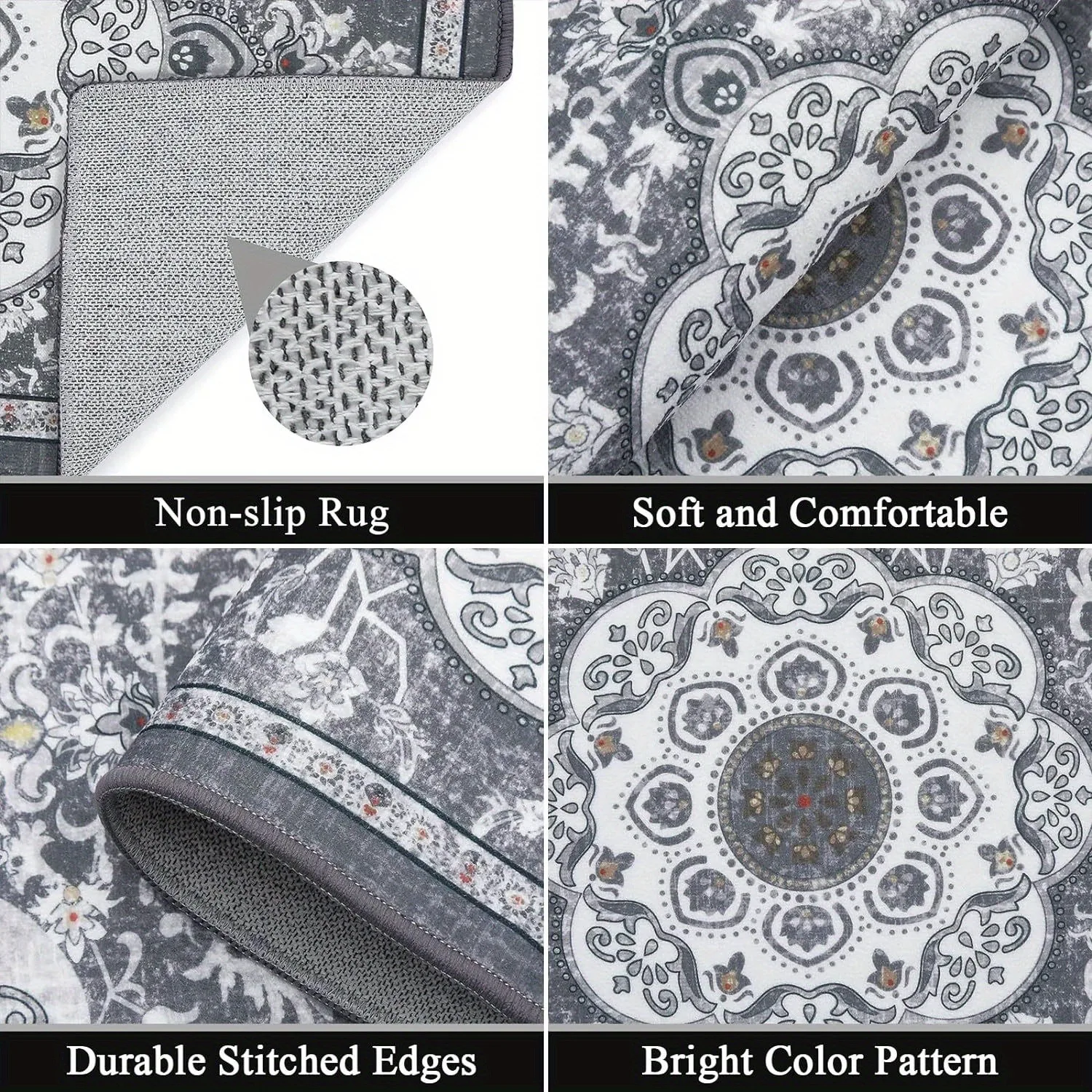 طقم سجادة أرضية مكون من 3 قطع على الطراز البوهيمي سجادة مطبخ غير قابلة للانزلاق مريحة وقابلة للغسل لتزيين المطبخ وممر غرفة النوم والمكتب