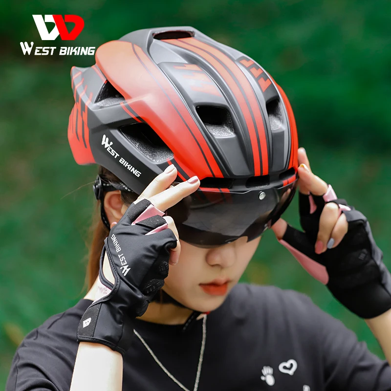 WEST BIKING Bicycle Helmet MTB Road Cycling With Taillight Helmets Integrally-molded Safety EPS+PC Ultralight Sport Bike Helmet