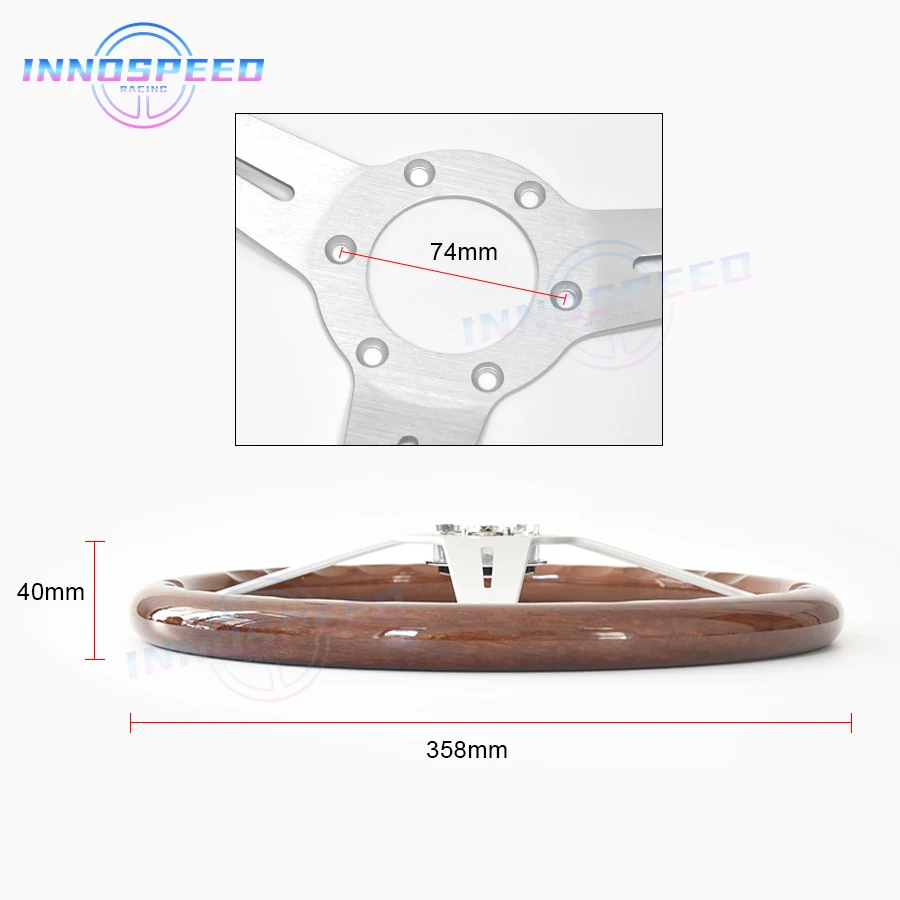 14inch 358mm JDM Universal Racing Sports Classic Wood Steering Wheel Car Accessories