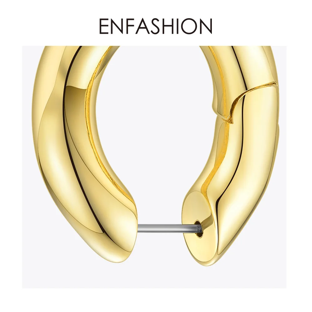 ENFASHION Punk Link Chain Hoop Earrings For Women Gold Color Small Circle Hoops Earings Fashion Jewelry Aros De Moda 2020 EC1044