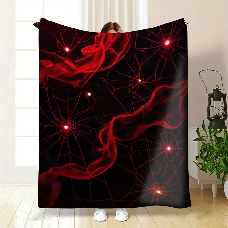 بطانية من الفلانيل - بطانية أطفال ناعمة وخفيفة الوزن لجميع المواسم مطبوعة على شبكة عنكبوت حمراء ناعمة ومريحة لفراش الأطفال