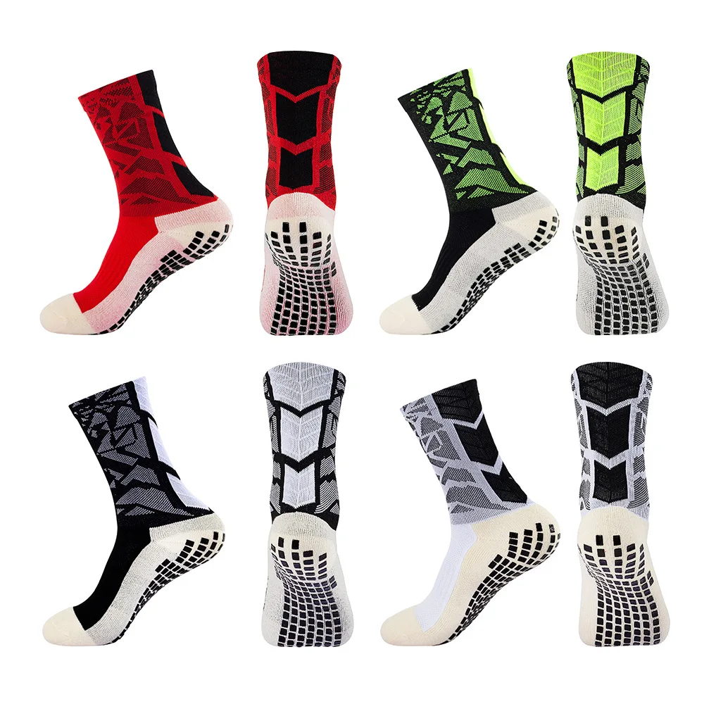 4 Pairs Camo Soccer Socks Men Women Non-slip Grip Socks Silicone Bottom Sports Football Socks Rugby Volleyball Badminton Socks