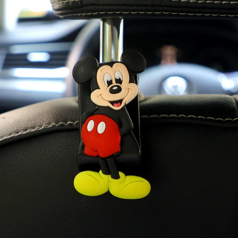 Car Universal Seat Back Hook Disney Anime Figure Mickey Minnie Interior Accessories Cartoon Auto Headrest Hook Hanger Ornaments