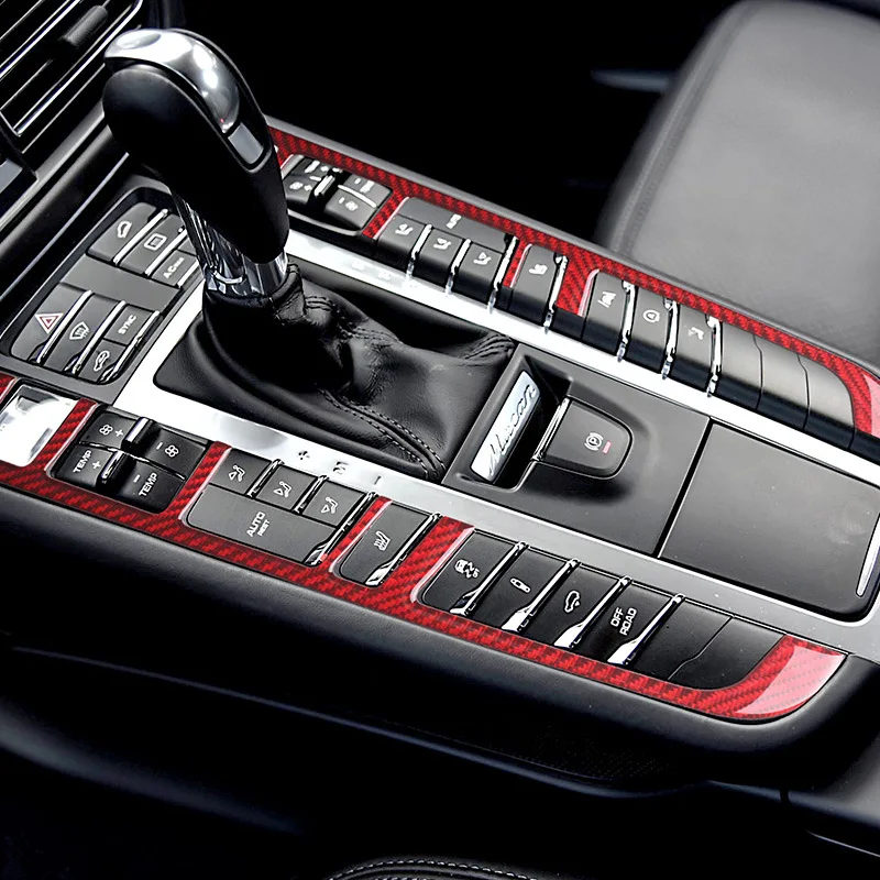 

Подходит для Porsche MACAN 2014-2021 Maca, внутренняя рамка центрального управления из мягкого красного углеродного волокна