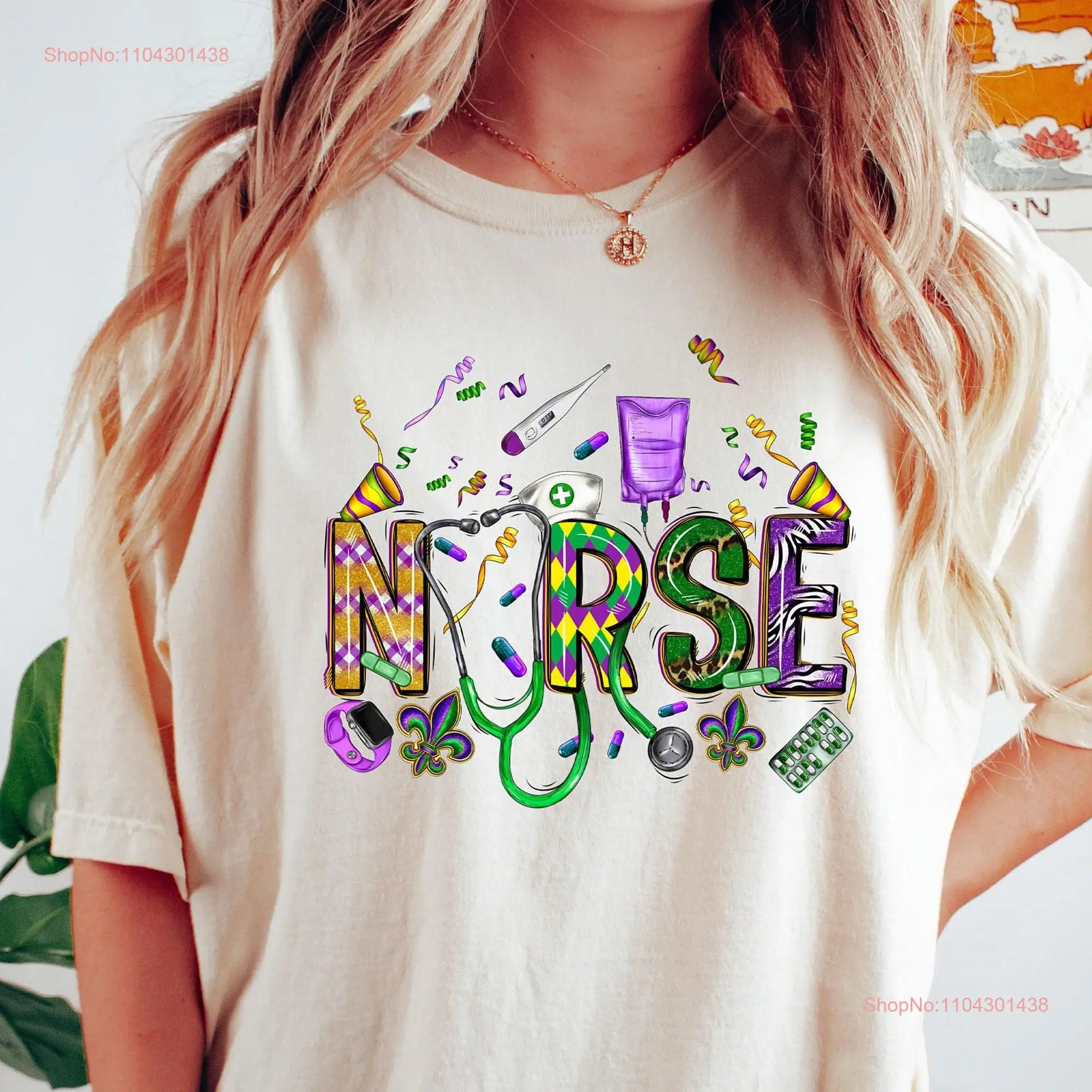 Mardi Gras Nurse T Shirt SweaT Appreciation New Orleans Festival Fat Tuesday long or short sleeves