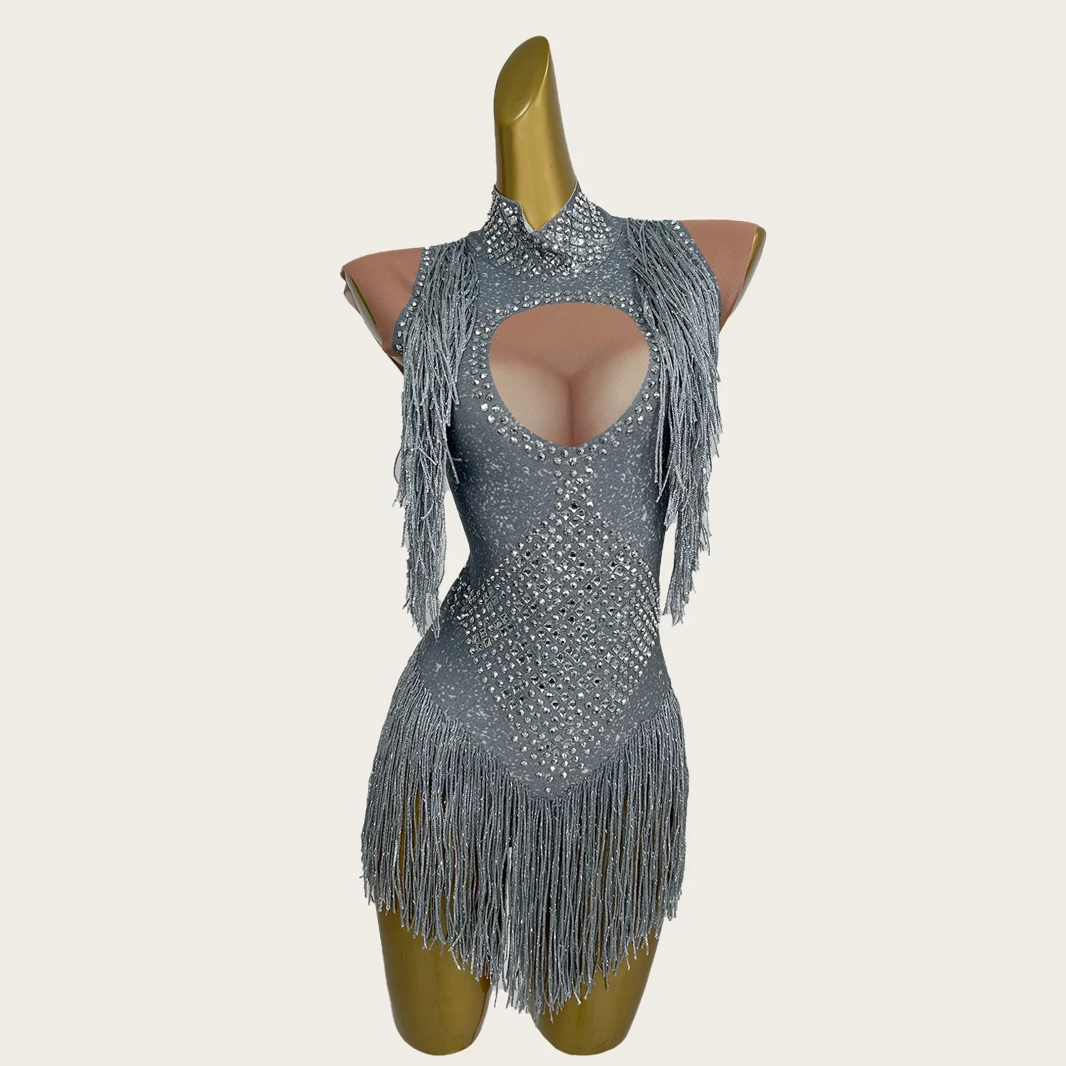 Fangkuai Sexy Girl Stage Performance Sparkly Bodysuit Luxury Rhinestones Tassels Leotard Party Dancer Singer Costume Club Outfit
