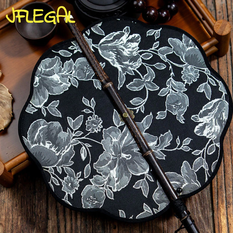 

Ancient Style Purple Bamboo Waist Hanging Fan Hanfu Group Chinese Style Long Handle Tassel Rollable Folding Classical Fans