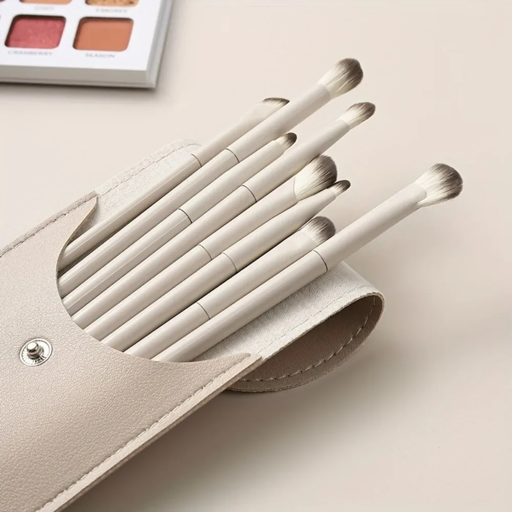 Juego de brochas de maquillaje profesional de 8 piezas con cerdas sintéticas de primera calidad para base, colorete, sombra de ojos y aplicación de cejas