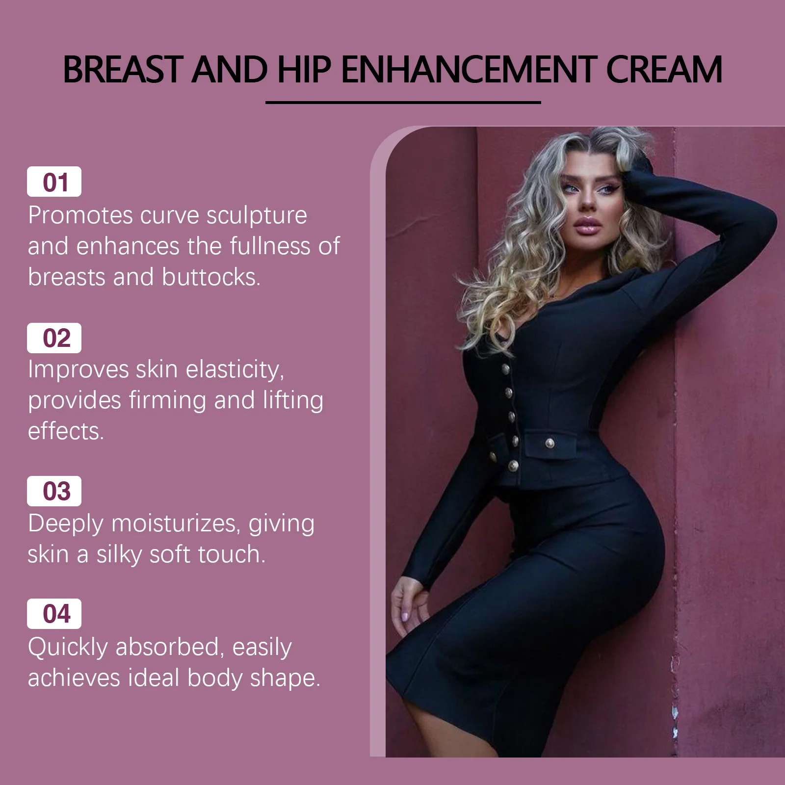 Crema per l'aumento del seno e dei fianchi, cura quotidiana dei glutei e del torace, idratante e cura, elastica e liscia per la pelle