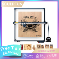 SCULPFUN S30 Ultra 33W Laser Engraver Cutter, 600*600mm, 0.08x0.10mm Laser Focus, Automatic Air Assist, Emergency Sto, Key Lock