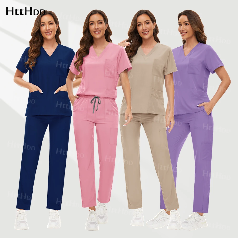 wholesale Surgical uniforms woman Medical Uniform Scrubs Hospital Working Scrubs Set Nurse Dental Surgery Supplies Suit Workwear