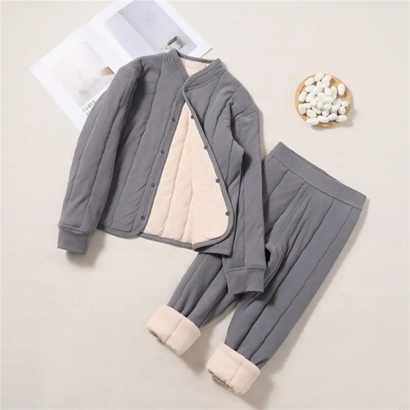 2Pcs Warm Matching Sleepwear Kids Pajamas Set Boys Girls Teen Children Home Suit Underwear Top and Pants Outfit