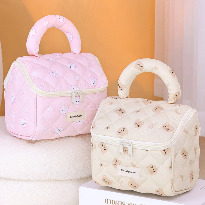 Travel Toiletry Bag Cartoon House Cosmetic Bag Butterfly Cherry Bear Rabbit Storage Bag Wash Pouch Zipper Makeup Brush Case Wash