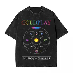 Music Of The Spheres Cold Play Washed T Shirts Streetwear Hip Hop Fashion T-Shirts Tees for Men Women Cotton Oversize Printed