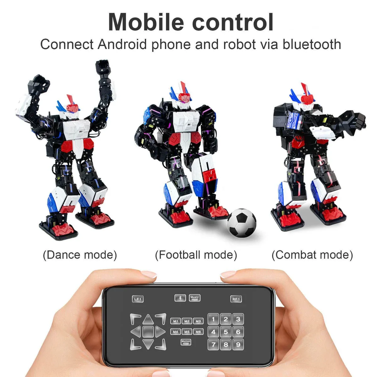 New Humanoid Biped Robot Bluetooth Control Graphical Programming Colorful LED Servo Motor Combat Dance Educational Toy For Kids
