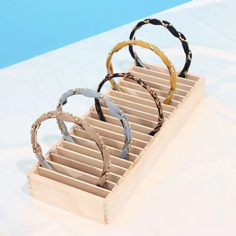 Headband Storage Holder Stand Organizer Hairband Display Box Acrylic Wood Rack Band Hoop For Women Girls