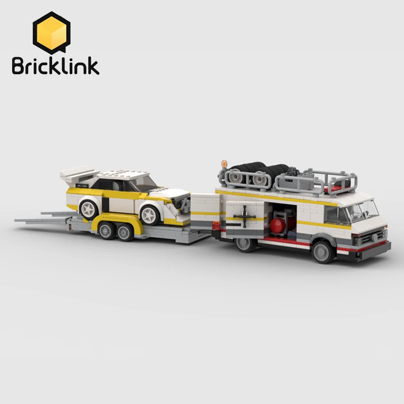 Bricklink Technical Car LT45 Set 76897 Audied Quattros S1E2 Transporter Speed Champion Rally Hatchback Building Blocks Toys Gift