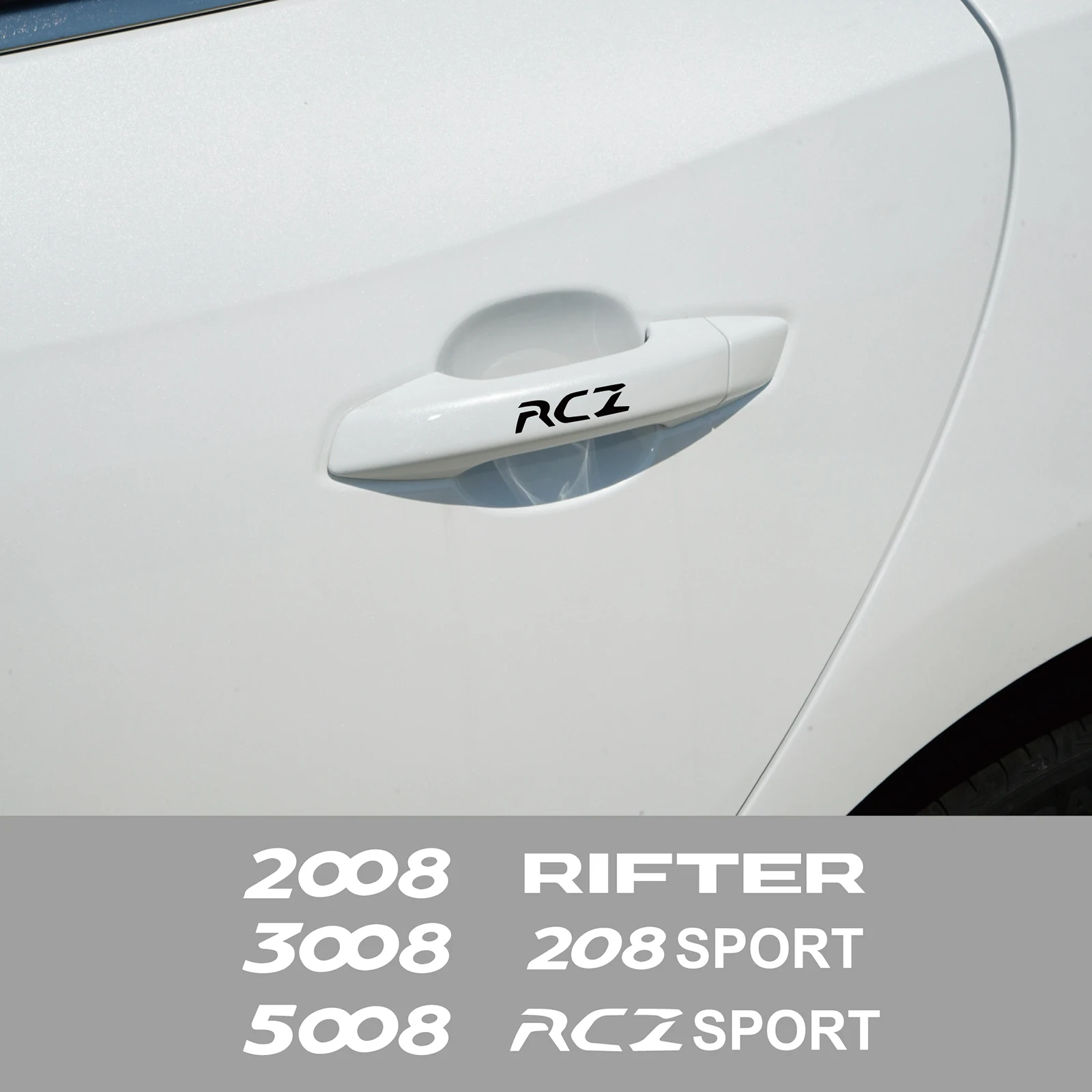 

Custom 4PCS Car Door Handle Reflective Stickers For 3008 RCZ 2008 5008 307 208 Rifter Auto Exterior Decorative Accessories