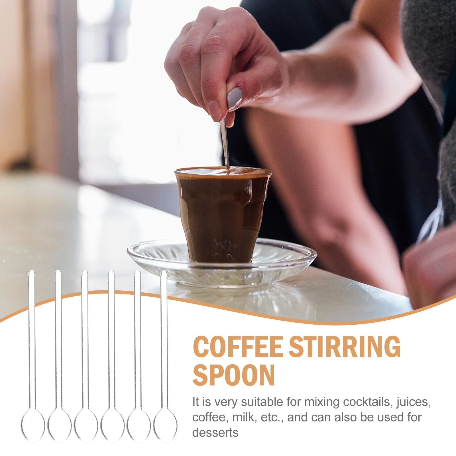 

6 Pcs Accessories Long Handled Glass Spoon Scoops Stirring Spoons Coffee Condiment