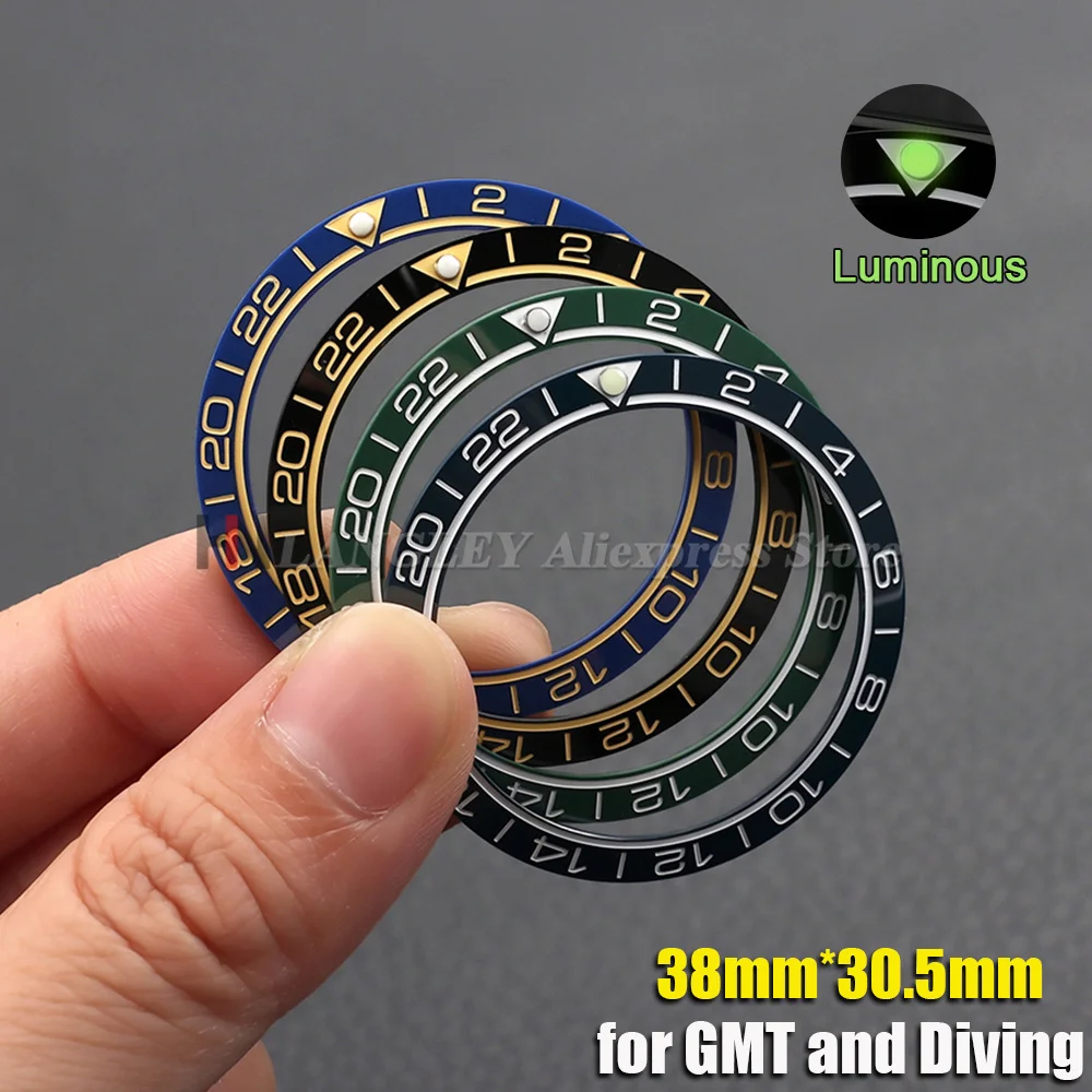 38mm*30.5mm Ceramic Watch Bezel Insert Ring Bevel Luminous for GMT and Diving for Seamaster Watch Replacement Parts Accessories