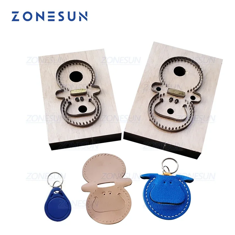 ZONESUN C4 Entrance Card Holder Custom Leather Cutting Die Handicraft Punching Tool DIY Paper Clicker Die Wooden Template