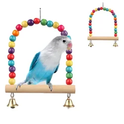 Pet Toy Bird Swing Toys Parrot Wooden Swing Stand Parrot Toy Bird Toy Pet Supplies accesorios para pájaros(S:12x15cm/ L:18*22cm)