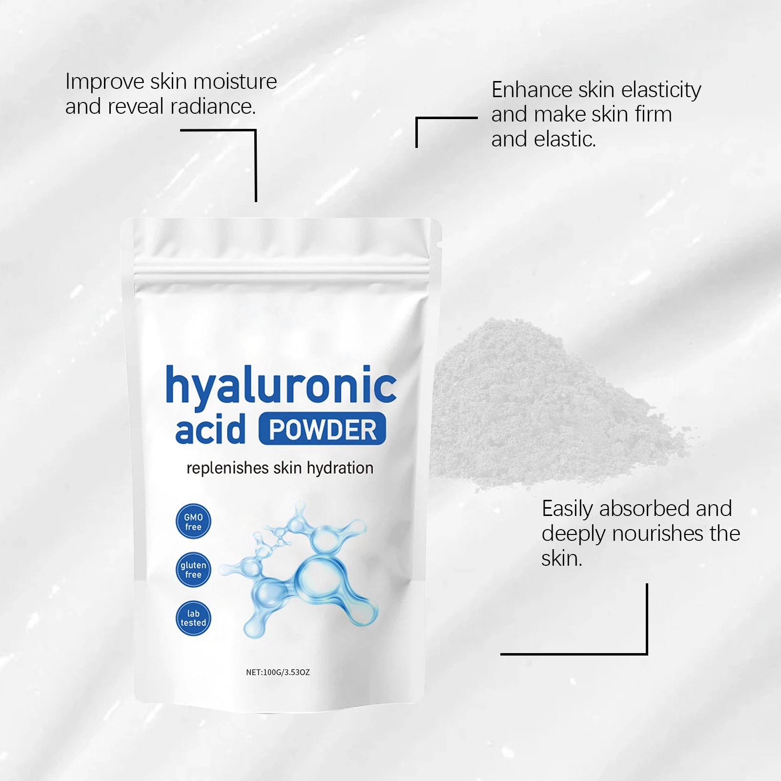 Hyaluronic Acid Moisturizing Jelly Mask Hydrating Anti Aging Smoothing Firming Nourishing Skin Care Powder To Gel Facial Mask view 3