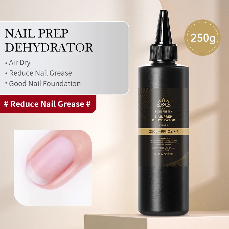 BORN PRETT 250g Nail Prep Dehydrator Snelle luchtdrogende nagelprimers Gel nagellak Base Top Gel Nail Art Vanish Versterking Ge