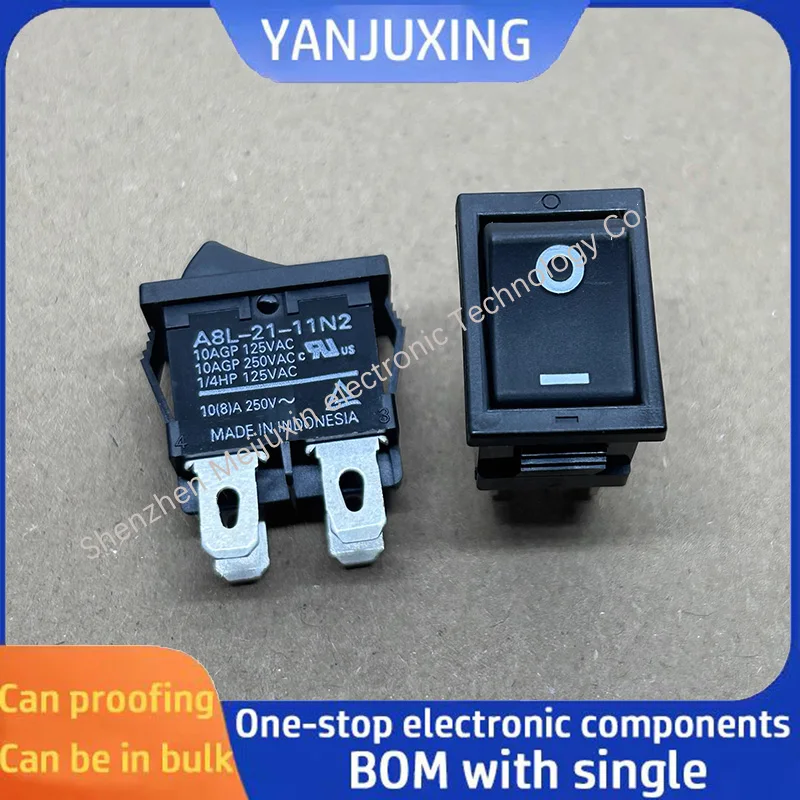 1pcs/lot A8L-21-11N1 ship-type power switch with lever-type push-button 4 pins 2 positions 10A ship-shaped button
