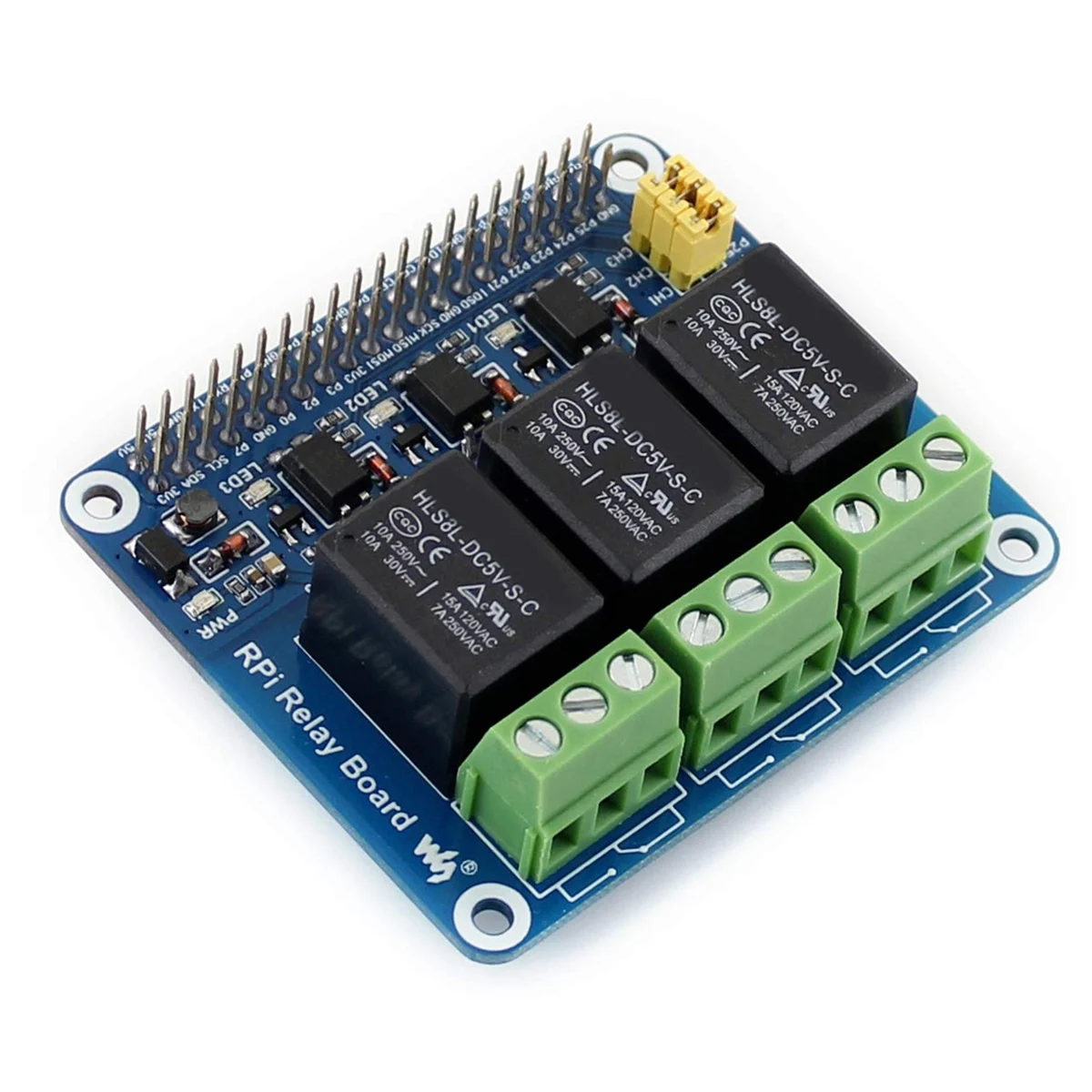 A14M  5V 3-Channel Relay Module Expansion Board Breakout Shield HAT Kit for RPI Zero 2 W WH 2W 3