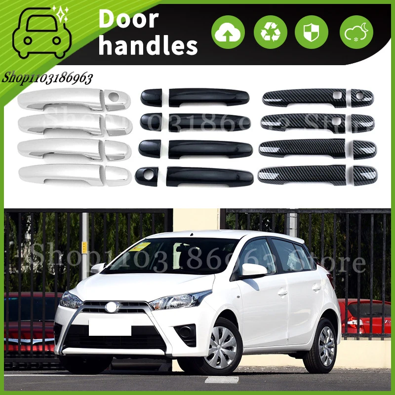 

For Toyota Yaris L 2014-2017 Gloss Black Chrome Car Door Handle Cover Trim Styling Accessories Car Stickers Auto Accessories